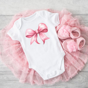 Baby-Shower-Monogramm mit rosa Schleife Coquette Baby Strampler
