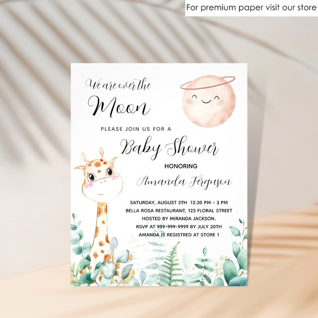 Baby Shower Moon Giraffe - Budget-Einladung Flyer (Von Creator hochgeladen)