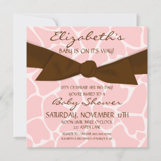 Baby shower Motif de Girafe Invitation avec Bow Br