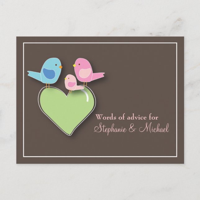 Baby shower Mots de conseil Carte bébé oiseau (Devant)