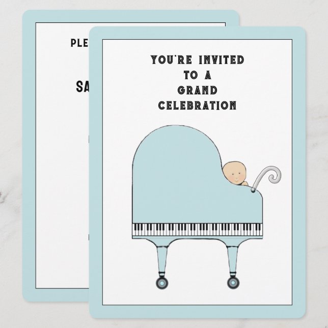 Baby Shower Music Theme Einladung (Vorne/Hinten)