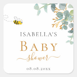 Baby Shower Mutter zu eucaluptus Drehbuch Quadratischer Aufkleber