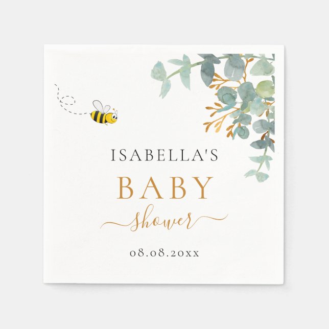 Baby Shower Mutter zu eucaluptus Drehbuch Serviette (Vorderseite)