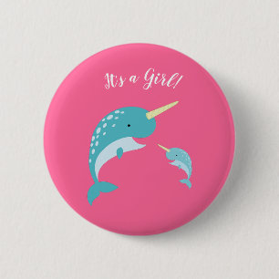 Baby shower Narwhal C'est une broche à Badge Bouto