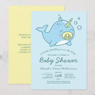 Baby shower Narwhal Kawaii Invitation