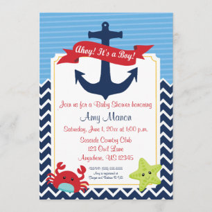 Baby shower Nautical Boy Invitation personnalisée