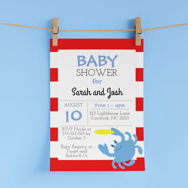 Baby shower nautique du crabe bleu Invitation (Créateur téléchargé)