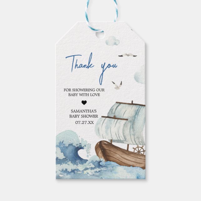 Baby shower nautique Favoriser les étiquettes (Devant)