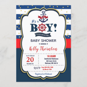 Baby shower nautique Invitation Boy