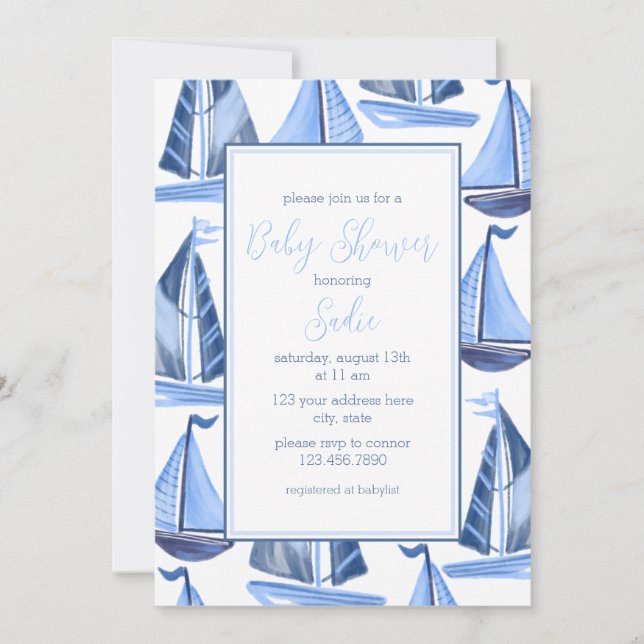 Baby shower nautique Invitation Pour Un Garçon (Devant)