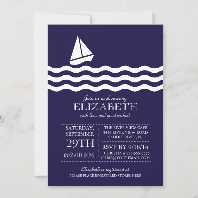 Baby shower nautique moderne Invitation (Devant)
