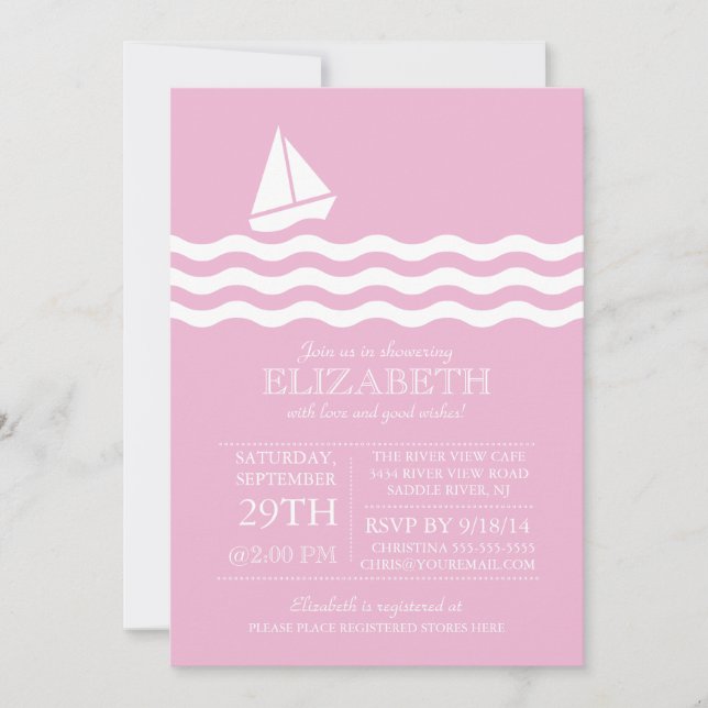 Baby shower nautique moderne Invitation (Devant)