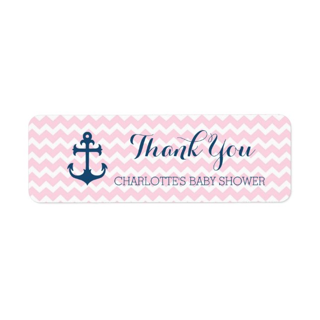 Baby shower nautique rose Favoriser les Étiquettes (Devant)