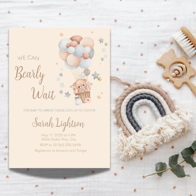 Baby Shower Neutral Teddy Theme Einladung (Von Creator hochgeladen)