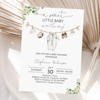 Baby shower neutre de genre Invitation Vêtements p