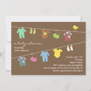 Baby shower neutre Invitation Brown plate