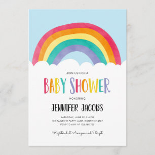 Baby shower neutre Rainbow Blue Boy Invitation