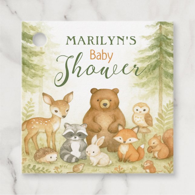 Baby Shower Niedlich Baby Animals Geschenkanhänger (Vorderseite)