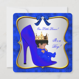 Baby Shower Niedlich Boy Prince Royal Blue Shoe Einladung
