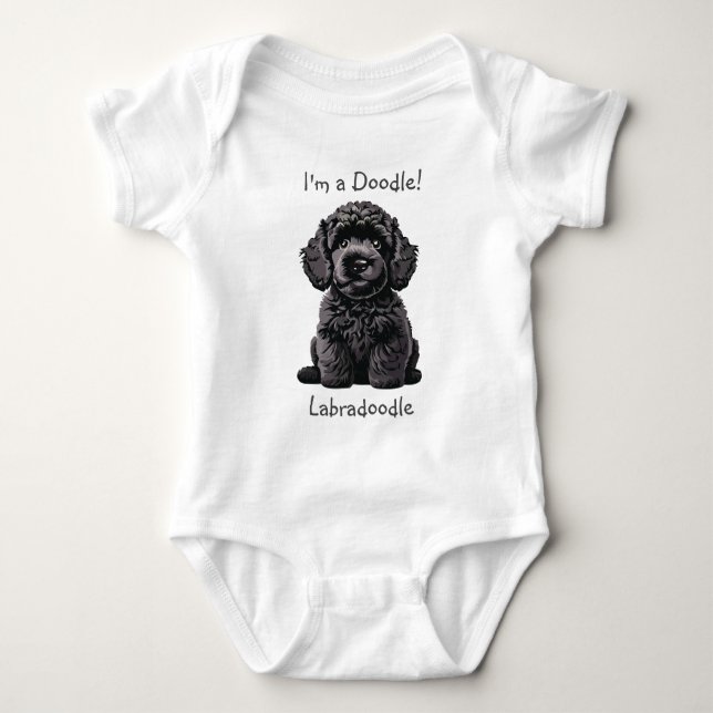 Baby Shower Niedlich Labradoodle Welpe - Ich bin e Strampler (Vorderseite)