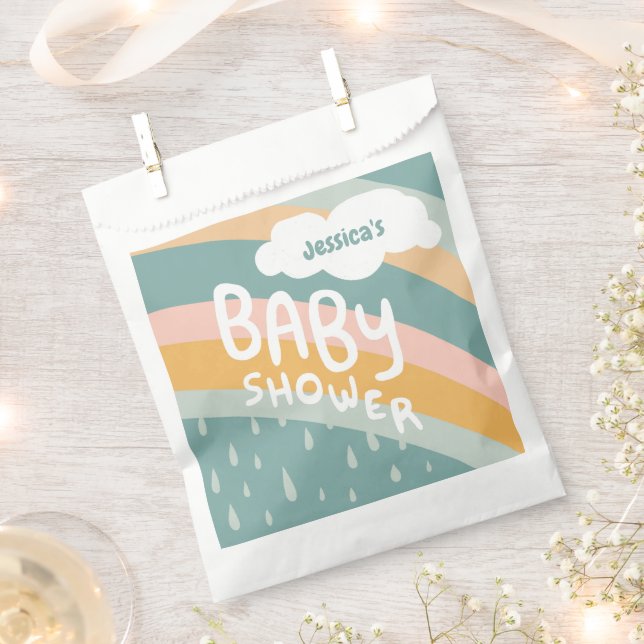 BABY SHOWER Niedliche Wolken Regenbogen Rain CUSTO Geschenktütchen (Ausgeschnitten)