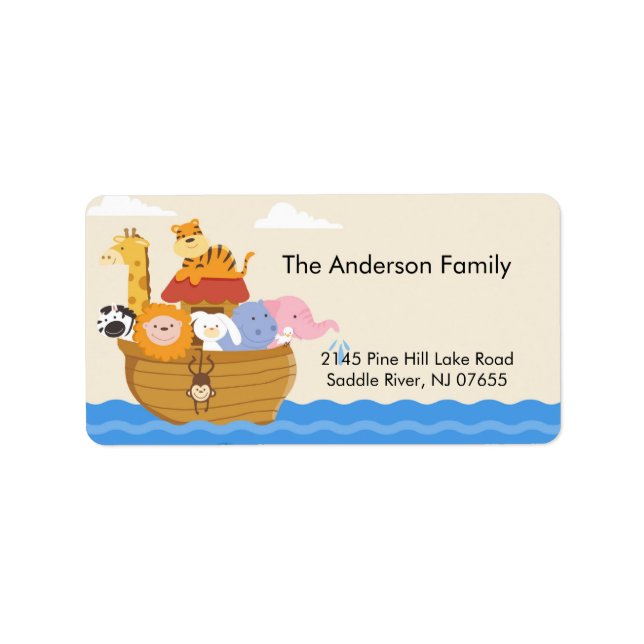 Baby Shower Noah's Ark-Adressetikett Adressaufkleber (Vorne)