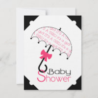 Baby shower noir blanc et rose chaud Invitation