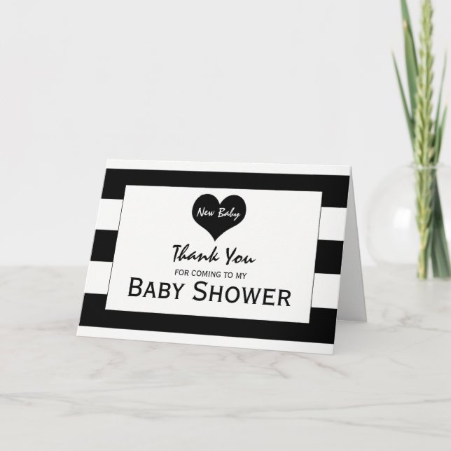 Baby shower noir et blanc moderne chic Merci (Devant)
