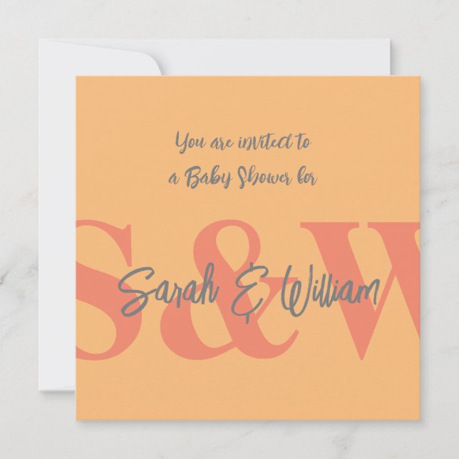 Baby shower nom monogramme invitation minimal (Devant)