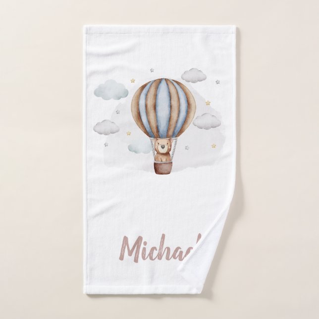 Baby shower nuages d'ours en peluche à air chaud (Serviette à main)