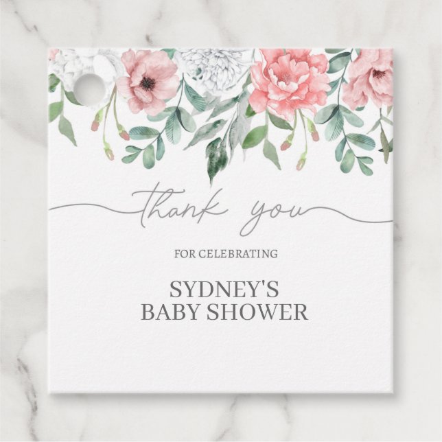 BABY SHOWER, OH BABY, BLUMBABY SHOWER SQUARE ST. GESCHENKANHÄNGER (Vorderseite)