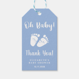 Baby Shower Oh Baby Feet Blue Danke Geschenkanhänger