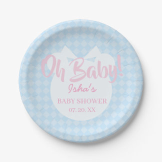 Baby Shower Oh Baby Hellblauer Bär Papier Teller