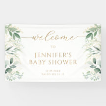 Baby shower or Feuille de verdure Bannière de bien