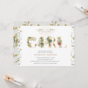 baby shower or fleuri c'est une invitation fille