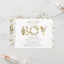 baby shower or fleuri c'est une invitation garçon