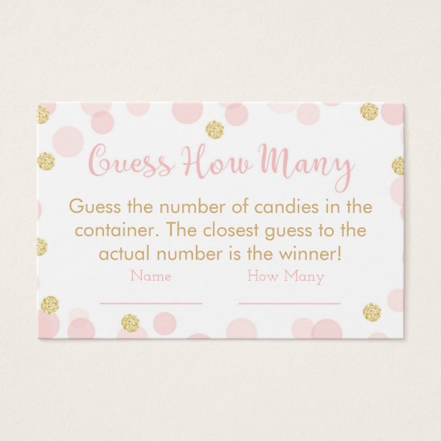 Baby shower Or Rose Devine Combien De Jeu Confetti (Devant)