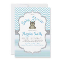 Baby shower Ours Bleu Teddy Invitation