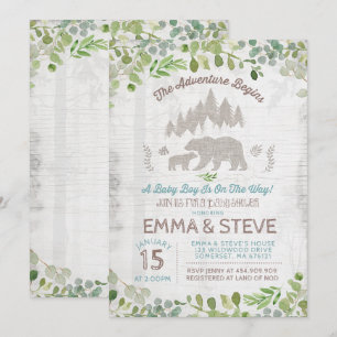 Baby shower Ours Invitation L'aventure commence