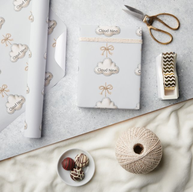 Baby Shower Pale Blue Cloud Nine Geschenkpapier (Kunsthandwerk)