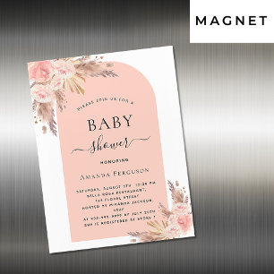 Baby shower pampas rose or invitation aimant