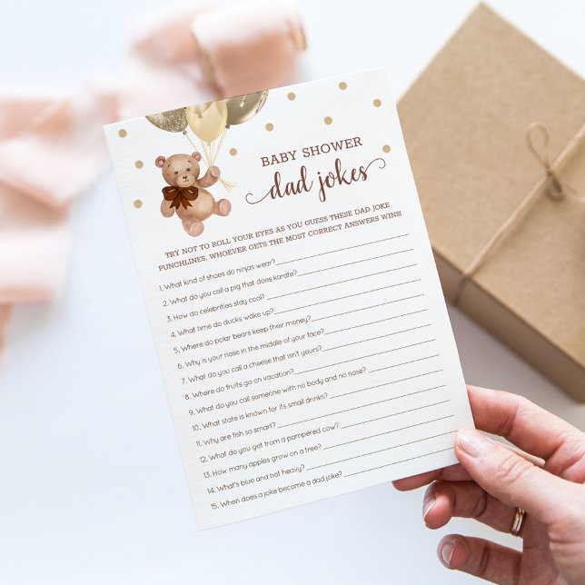 Baby shower Papa Blagues Jeu Teddy Bear Carte Brow (Créateur téléchargé)