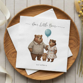 Baby Shower Paper for Boy Blue Balloon Teddy Bear Serviette