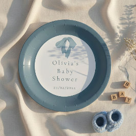 Baby Shower Paper Plates for Boy – Blue Bow Pappteller