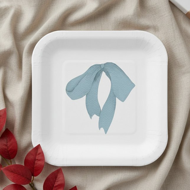 Baby Shower Paper Plates for Boy – Blue Bow Pappteller (Von Creator hochgeladen)