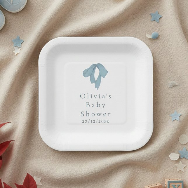 Baby Shower Paper Plates for Boy – Blue Bow Pappteller (Von Creator hochgeladen)