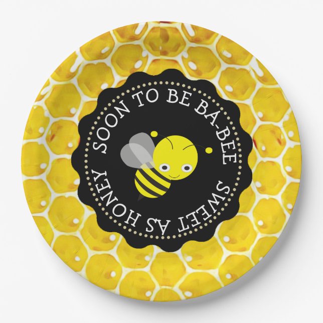 Baby Shower Paper Teller mit Honey Bee Theme (Vorderseite)