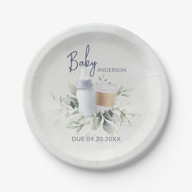 Baby Shower Paper Tellers Baby ist Kaffeepause Pappteller (Vorderseite)