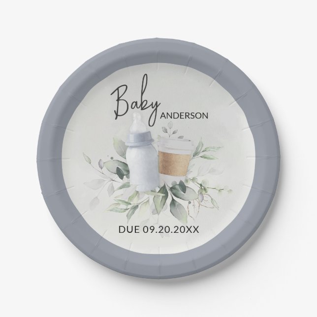 Baby Shower Paper Tellers Baby ist Kaffeepause Pappteller (Vorderseite)