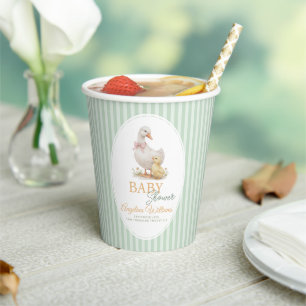 Baby-Shower-Papierbecher Mutter Gans und Gänschen. Pappbecher